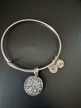 Alex and Ani Silver-Toned Lotus Peace Petals Charm Bracelet
